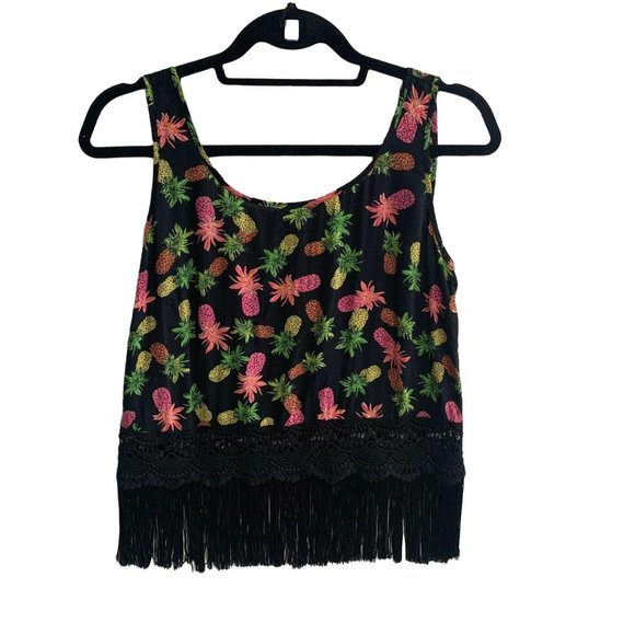 L'Amour by Nannette Lepore Pineapple Fringe Top M - Picture 1 of 8